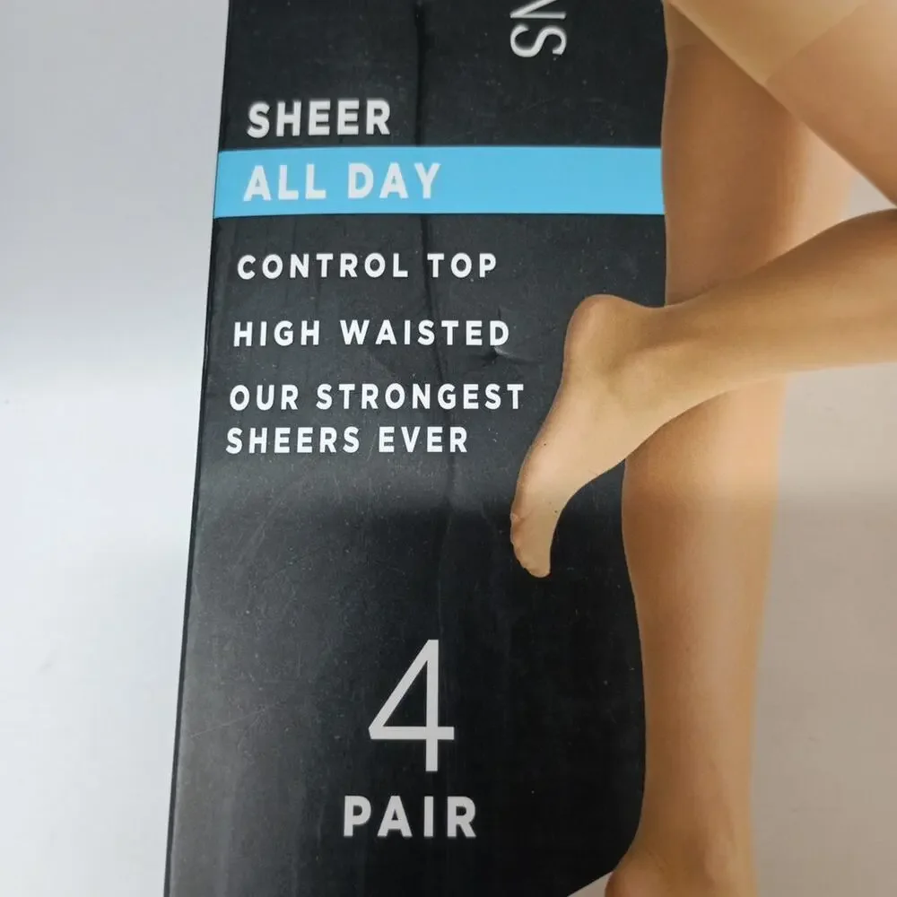New‎ Silk Impressions Pantyhose Sheer For All Day 4-Pack Size XL Beige 20 Denier